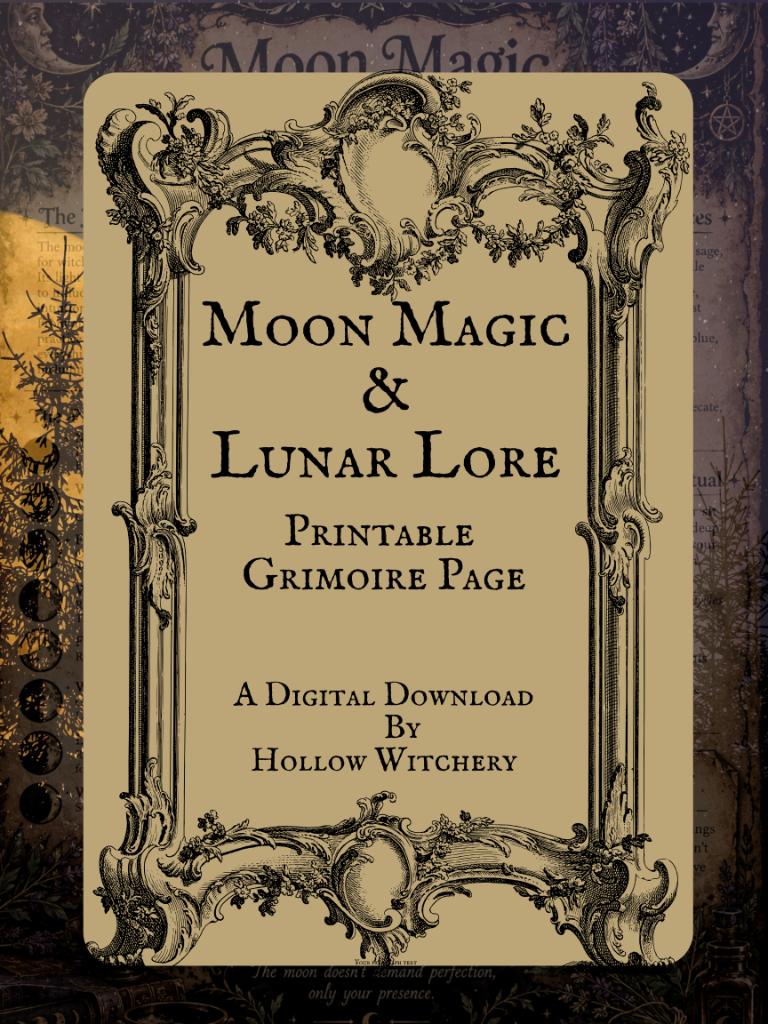 Moon Magic & Lunar Lore | Printable Grimoire Page